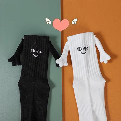 Funny Adult Socks Magnetic Hand in Hand Solid Color Cartoon Couple Socks Holiday Party Gifts for All Seasons