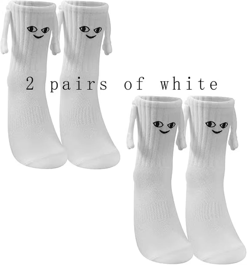 Funny Adult Socks Magnetic Hand in Hand Solid Color Cartoon Couple Socks Holiday Party Gifts for All Seasons