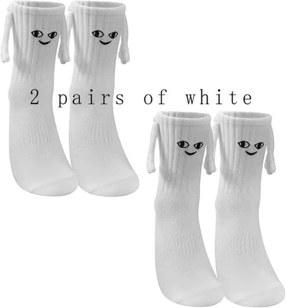 Funny Adult Socks Magnetic Hand in Hand Solid Color Cartoon Couple Socks Holiday Party Gifts for All Seasons