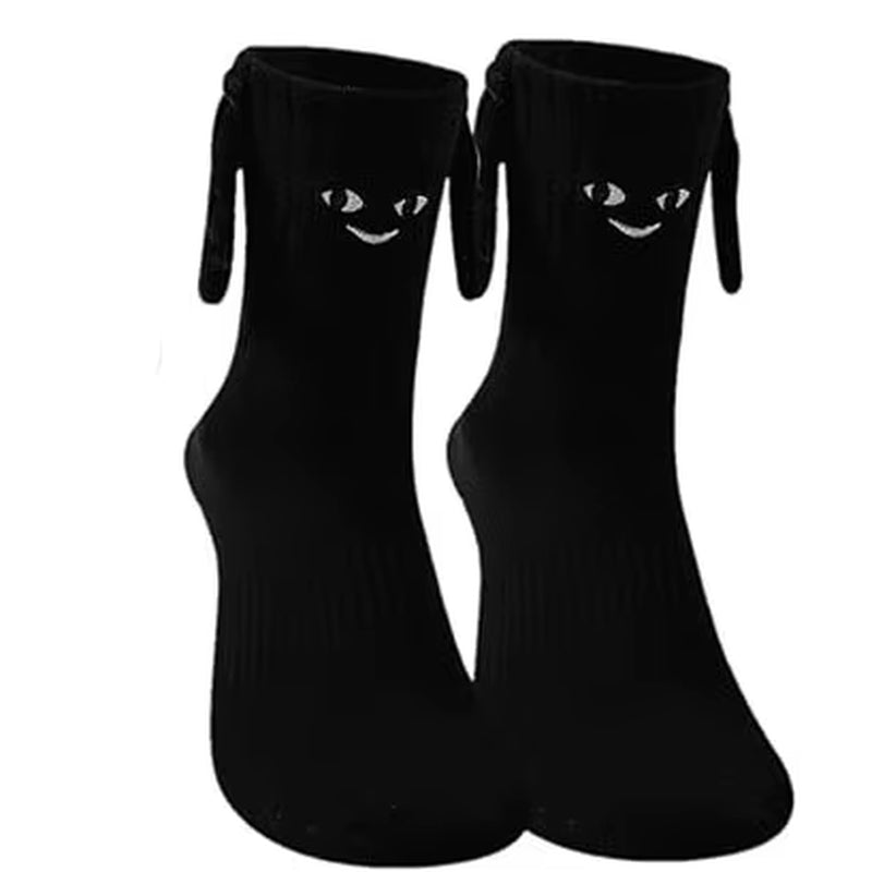 Funny Adult Socks Magnetic Hand in Hand Solid Color Cartoon Couple Socks Holiday Party Gifts for All Seasons
