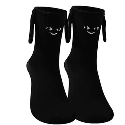 Funny Adult Socks Magnetic Hand in Hand Solid Color Cartoon Couple Socks Holiday Party Gifts for All Seasons