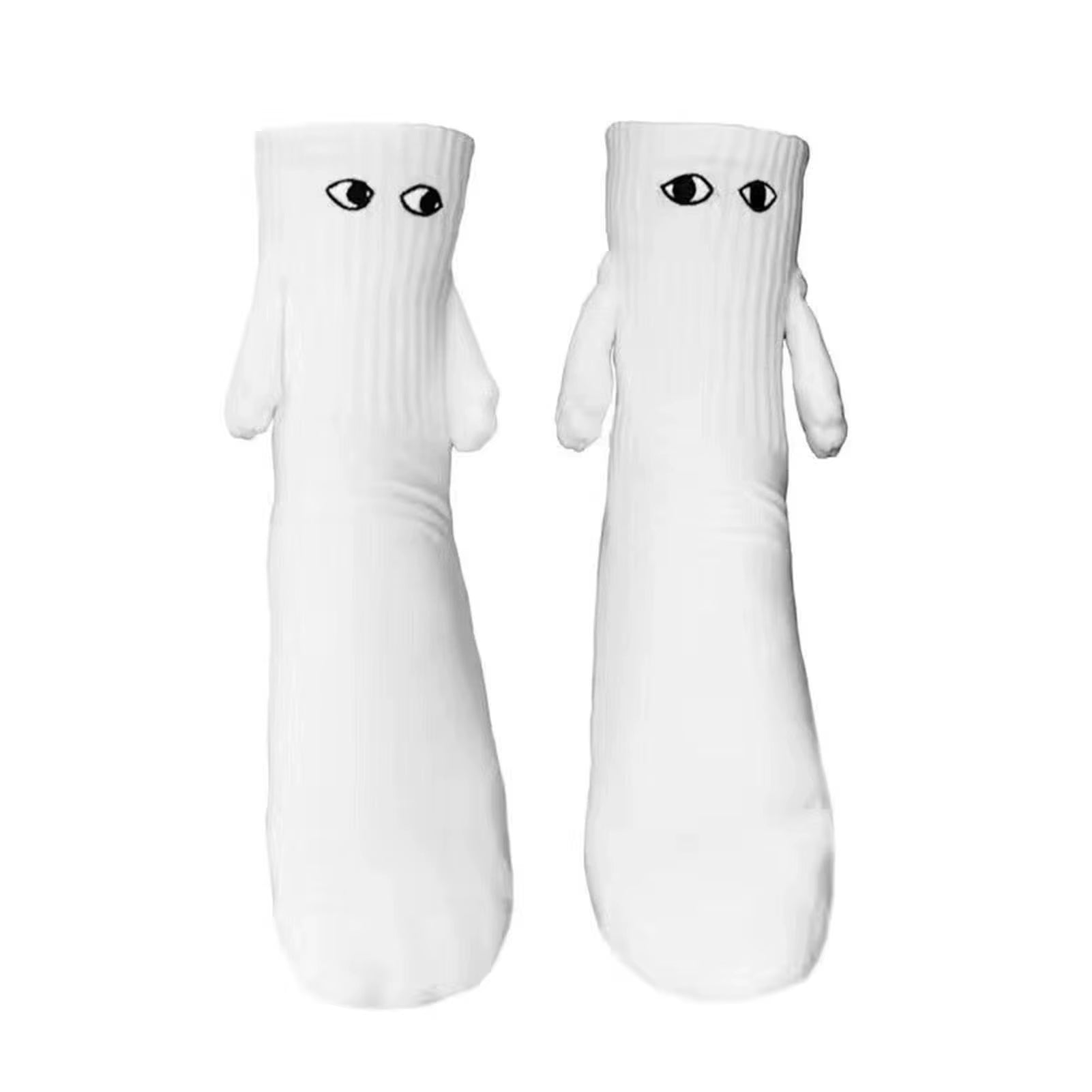 Funny Adult Socks Magnetic Hand in Hand Solid Color Cartoon Couple Socks Holiday Party Gifts for All Seasons