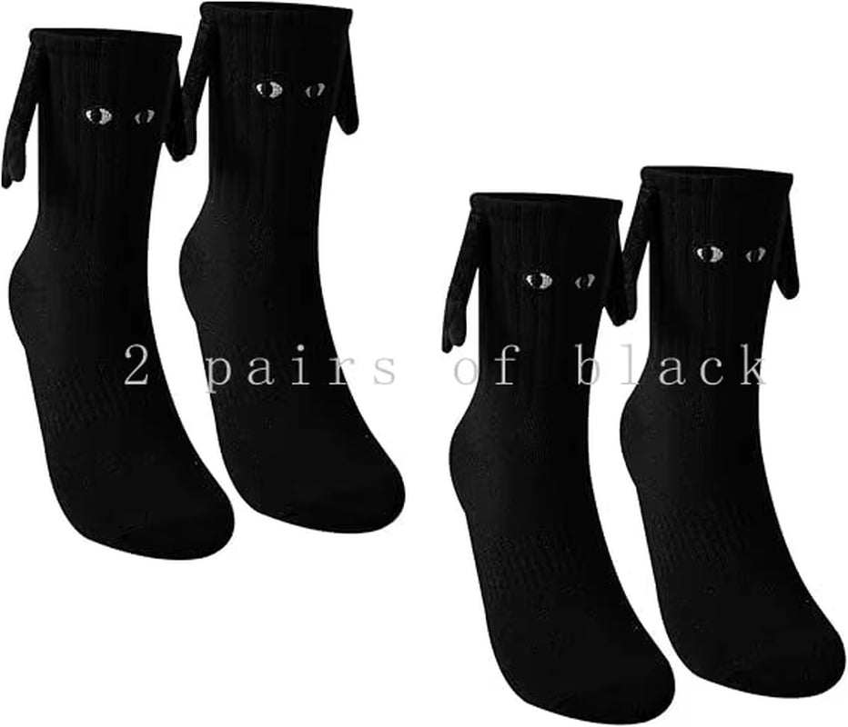 Funny Adult Socks Magnetic Hand in Hand Solid Color Cartoon Couple Socks Holiday Party Gifts for All Seasons