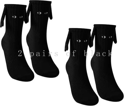 Funny Adult Socks Magnetic Hand in Hand Solid Color Cartoon Couple Socks Holiday Party Gifts for All Seasons