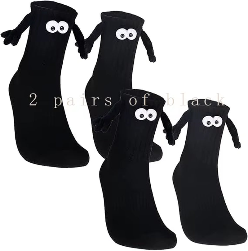 Funny Adult Socks Magnetic Hand in Hand Solid Color Cartoon Couple Socks Holiday Party Gifts for All Seasons