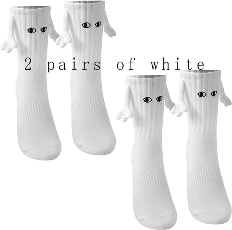 Funny Adult Socks Magnetic Hand in Hand Solid Color Cartoon Couple Socks Holiday Party Gifts for All Seasons