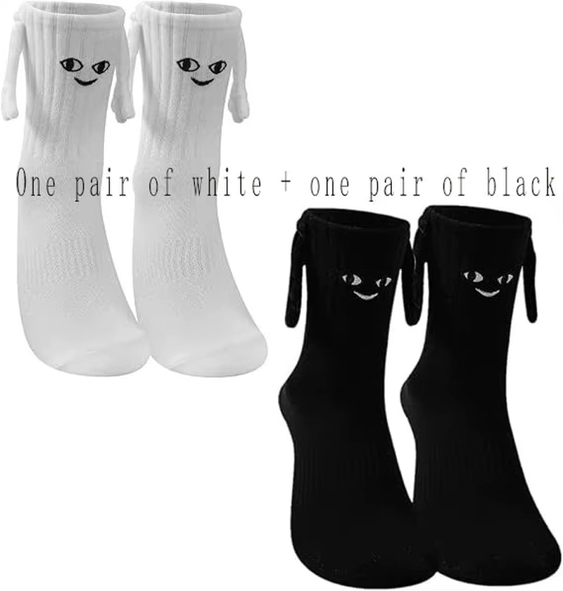 Funny Adult Socks Magnetic Hand in Hand Solid Color Cartoon Couple Socks Holiday Party Gifts for All Seasons