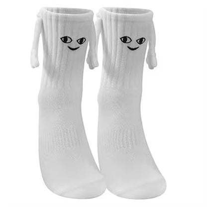 Funny Adult Socks Magnetic Hand in Hand Solid Color Cartoon Couple Socks Holiday Party Gifts for All Seasons