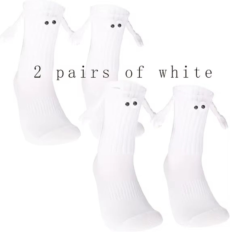 Funny Adult Socks Magnetic Hand in Hand Solid Color Cartoon Couple Socks Holiday Party Gifts for All Seasons