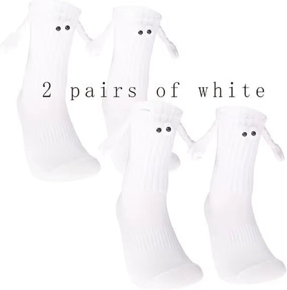 Funny Adult Socks Magnetic Hand in Hand Solid Color Cartoon Couple Socks Holiday Party Gifts for All Seasons